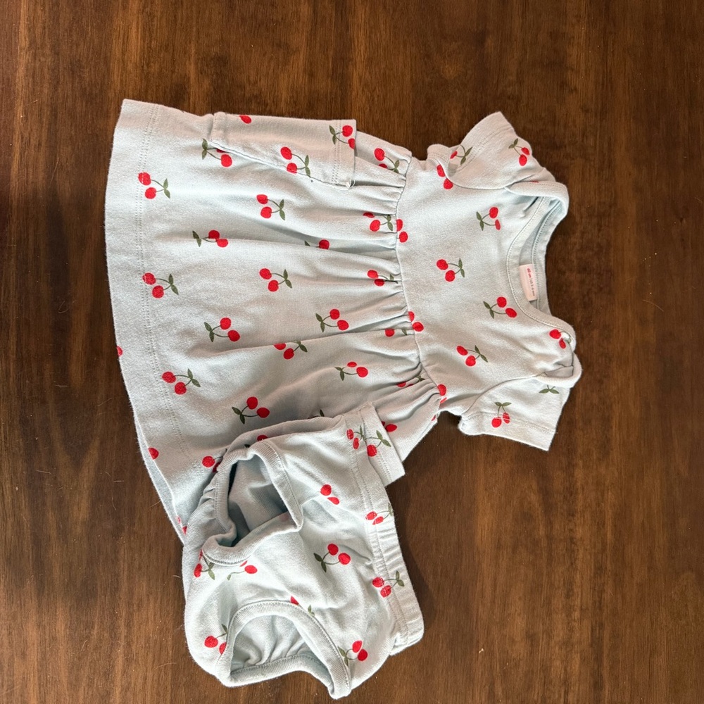 Hanna Andersson Light Blue Cherry Dress Set